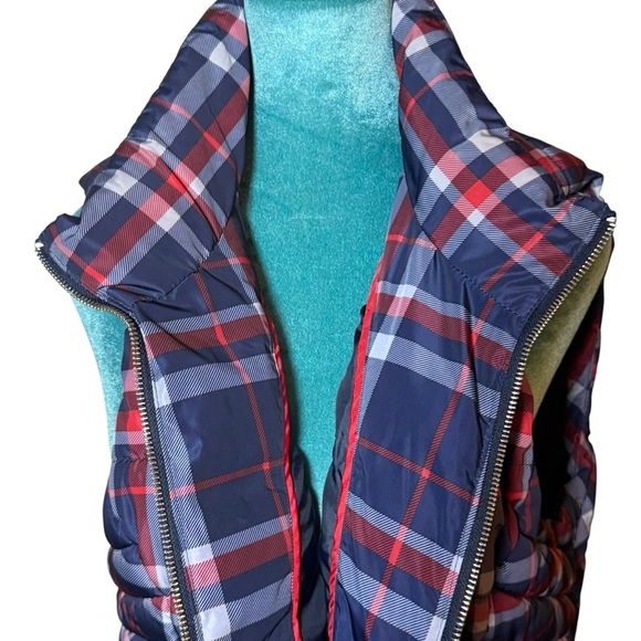 Tommy Hilfiger Plaid Puffer Vest Navy Red Check XL - Picture 8 of 13